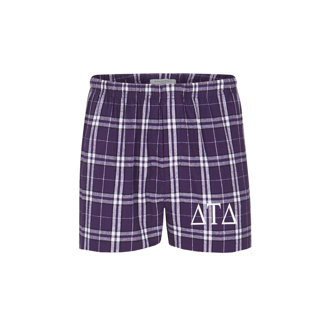 Delta Tau Delta Flannel Boxer Shorts: DTD Greek Pajama Bottoms - Etsy