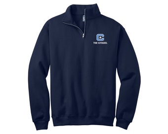 The Citadel, Quarter Zip Sweatshirt, Embroidered QZip Cadet Collar Sweatshirt, 1/4 Zip Pullover, Graduation Gift Ideas