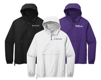 Kansas State Windbreaker, Kansas State Wildcats Pullover Weather Resistant Anorak, Powercat Unlined Windbreaker, Outerwear, Apparel