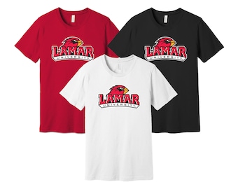Camiseta de los Cardenales de la Universidad Lamar: Camiseta de algodón suave con cuello redondo
