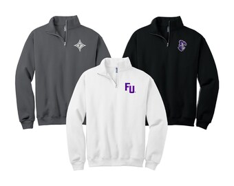 Furman University, Quarter Zip Sweatshirt, Embroidered QZip Cadet Collar Sweatshirt, 1/4 Zip Pullover, Graduation Gift Idea