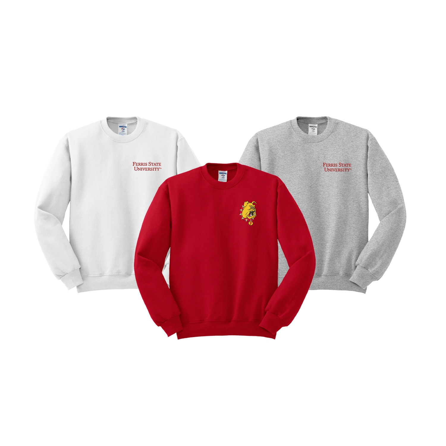 Ferris State University Embroidered Crewneck Sweatshirt Ferris State Bulldogs Apparel Clothing Spirit Wear Swag Merch Gifts for graduation