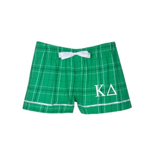 Kappa Delta Flannel Boxer, Kay Dee Sorority Sleepwear, Loungewear, Pajama Bottoms, Pjs, Sorority Pledge Gifts Swag, Big Little Sis Reveal