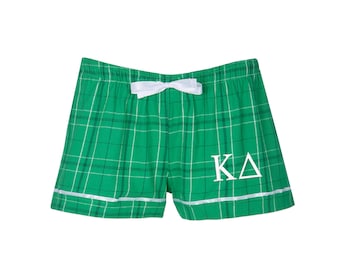 Kappa Delta Flannel Boxer, Kay Dee Sorority Sleepwear, Loungewear, Pajama Bottoms, Pjs, Sorority Pledge Gifts Swag, Big Little Sis Reveal