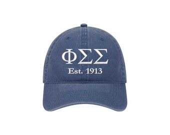 Phi Sigma Sigma, Hat, Phi Sigma Sigma Garment Dyed Beach Washed Cap, Pledge Day Gifts, Big Little Sis Reveal Gift Idea, Greek Week Hats