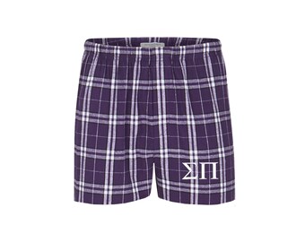 Sigma Pi, Boxer, SP Fraternity Pajama Bottoms, Pj Shorts, Greek Apparel Clothing sleepwear, Rush bid day pledge gift idea