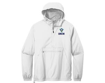 UNCW Seahawks Logo Windbreaker: Embroidered University of North Carolina Wilmington Pullover