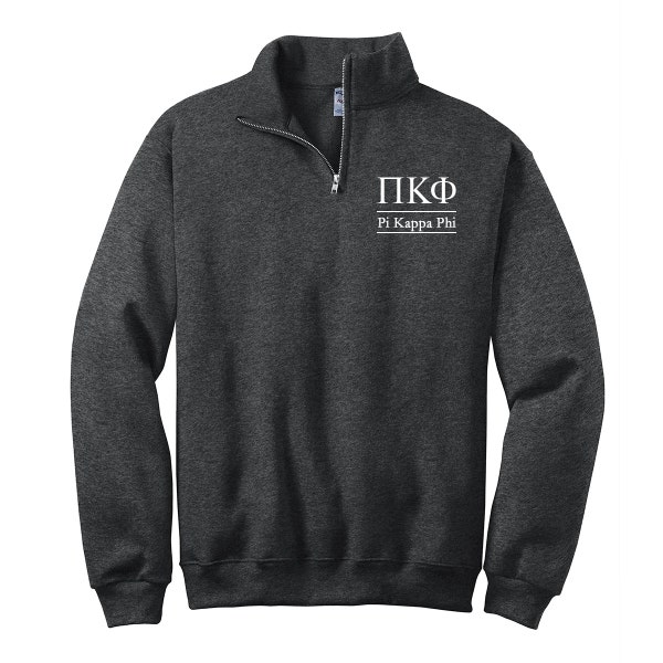 Pi Kappa Phi, Quarter Zip Sweatshirt, FKY Fraternity Embroidered QZip Cadet Collar Sweatshirt, 1/4 Zip Pullover, Frat Pledge Gift