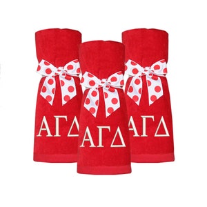 Alpha Gamma Delta, Beach Towel with Polka Dot Bow, AGD sorority letters beach towel, Alpha Gam House Towel, AlphaGam gift, AGD sorority