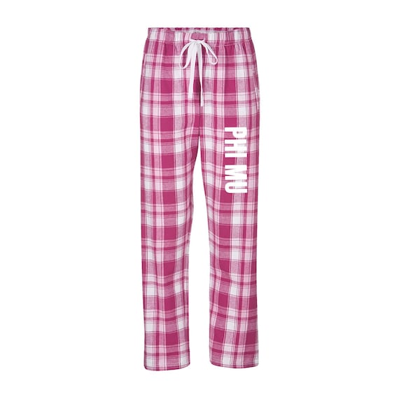 Phi Mu, Flannel Pajama Pants, Loungewear, Comfy Pj Pants, Pink Plaid  Pajamas Sleepwear Bottoms Rush Bid Day Gift Idea 