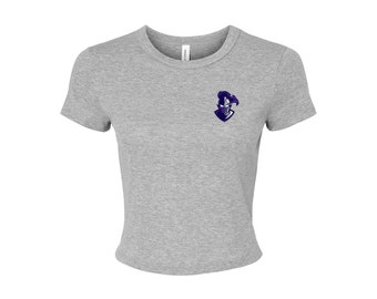 Furman University Paladins Cropped Tee: Fitted Micro Rib Shirt