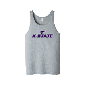 Kansas State University Tank Top, Men&#39;s Sleeveless T-Shirt, K State apparel clothing Freshman gift idea, College tops tees shirts Swag