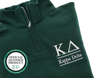 Kappa Delta Quarter Zip Sweatshirt: Embroidered Sorority Pullover