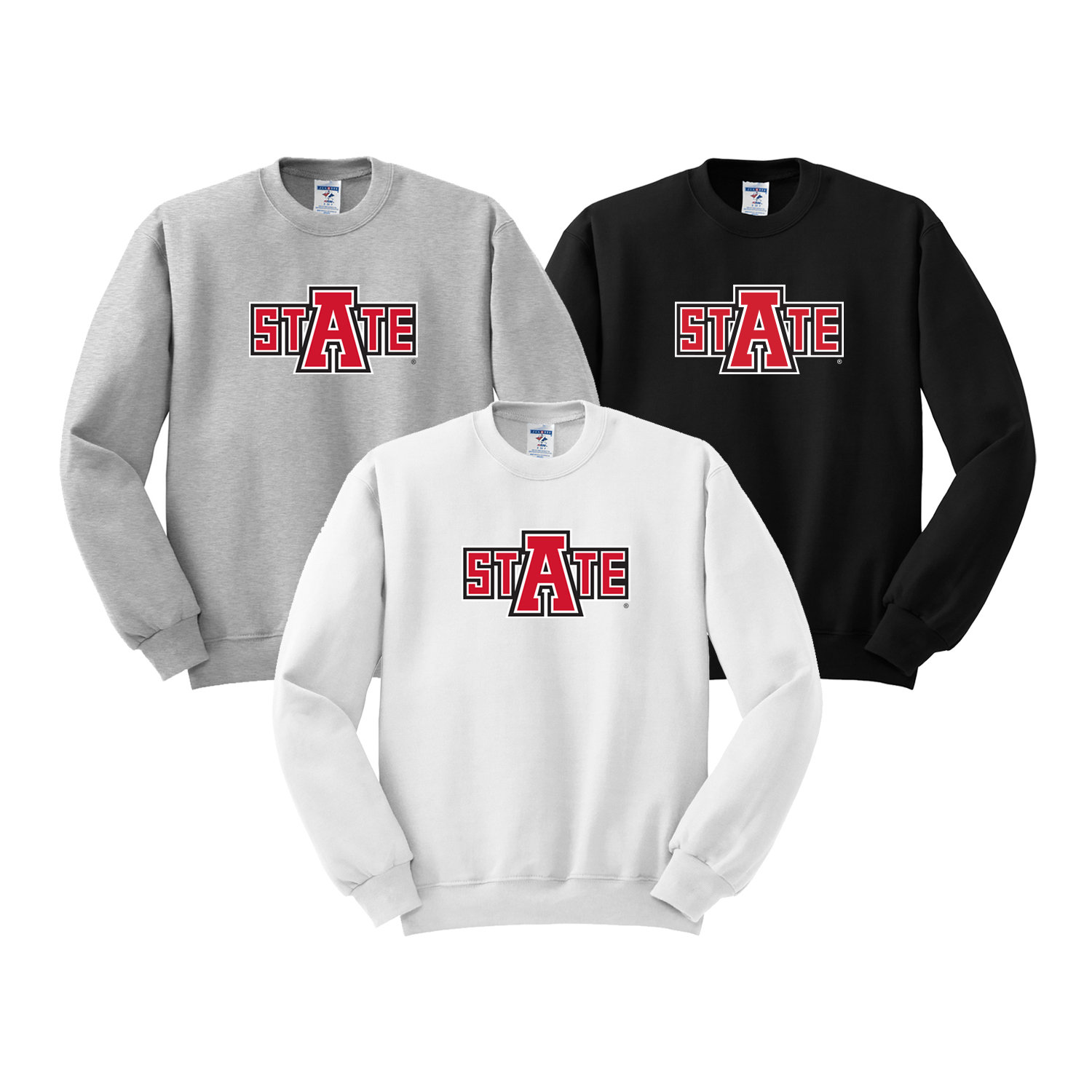 AMERICANA　AMRCN STATE SWEAT Arkansas State University Crewneck Sweatshirt: Red Wolves