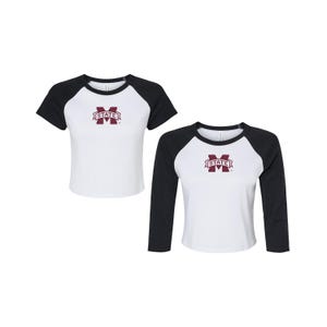 Mississippi State University Crop Raglan Tee, M STATE Logo Tees, MSU Gifts