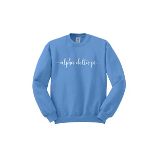 Alpha Delta Pi, Crewneck Sweatshirt, ADPi fleece sweatshirt, Pullover, Alpha Delta Pi Sorority, Apparel, gift idea, merchandise, swag, Merch