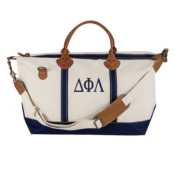 DFL Travel Bag, Delta Phi Lambda Weekender Tote Bag, Sorority Letter Weekend Getaway Bag, Greek Tote