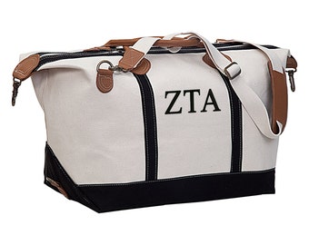 ZTA, Zeta Travel Bag, Zeta Tau Alpha Weekender Tote Bag, Sorority Letter Weekend Getaway Bag, Carry On