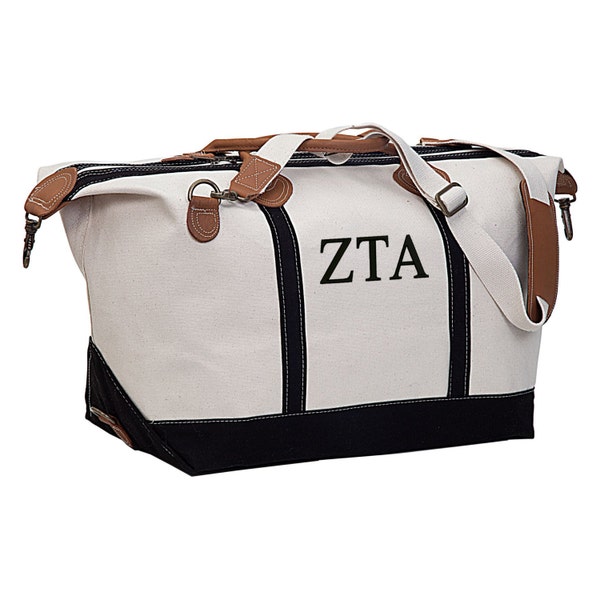 ZTA, Zeta Travel Bag, Zeta Tau Alpha Weekender Tote Bag, Sorority Letter Weekend Getaway Bag, Carry On