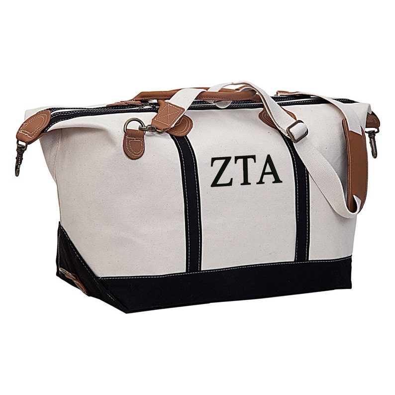 ZTA Sorority Letter Weekend Getaway Bag Zeta Tau Alpha Weekender Tote Bag Zeta Travel Bag Carry On