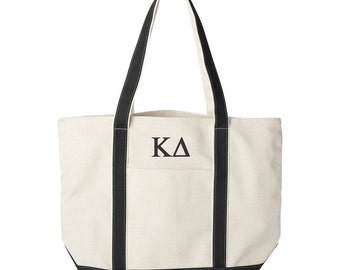 Kappa Delta, Large Canvas Boat Bag,  Kappa Delta Beach Bag, Kappa Delta College Book Bag, Kappa Delta Tote Bag, KD Beach Bag