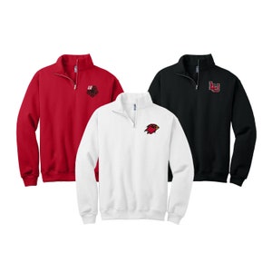 Lamar University Quarter Zip Sweatshirt: Embroidered Cadet Collar Pullover