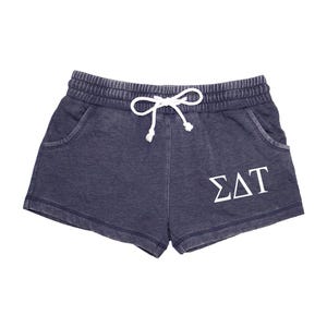 Sigma Delta Tau, Rally Shorts, SDT Sorority Loungewear Clothing Apparel - Vintage Feel Sweats - Big Little reveal gift - Bid Day Pledge Gift