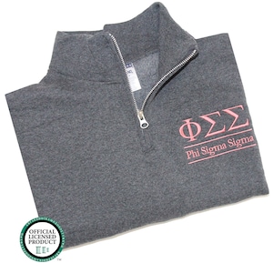 Phi Sigma Sigma Quarter Zip Sweatshirt, Embroidered Sorority Pullover