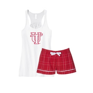 University of Tampa, Flannel Boxer Pajama Set, UT Spartans Pjs, Comfy Loungewear Sleepwear, Graduation Gift, college merchandise swag gear