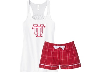 University of Tampa, Flannel Boxer Pajama Set, UT Spartans Pjs, Comfy Loungewear Sleepwear, Graduation Gift, college merchandise swag gear