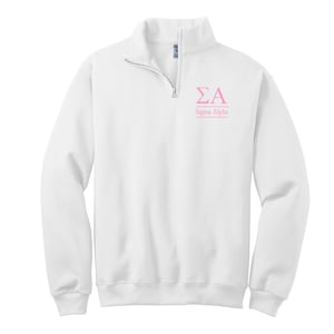 Sigma Alpha, Quarter Zip Sweatshirt, Embroidered QZip Cadet Collar Sweatshirt, 1/4 Zip
