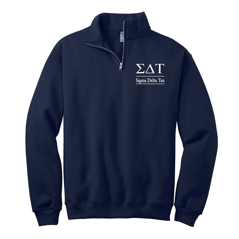 Sigma Delta Tau, Quarter Zip Sweatshirt, Embroidered QZip Cadet Collar Sweatshirt, 1/4 Zip image 2