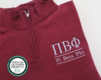 Pi Beta Phi, Quarter Zip Sweatshirt, Embroidered QZip Cadet Collar Sweatshirt, 1/4 Zip