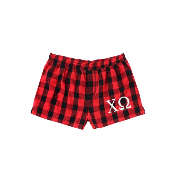 Chi Omega Flannel Boxer Shorts | Etsy 