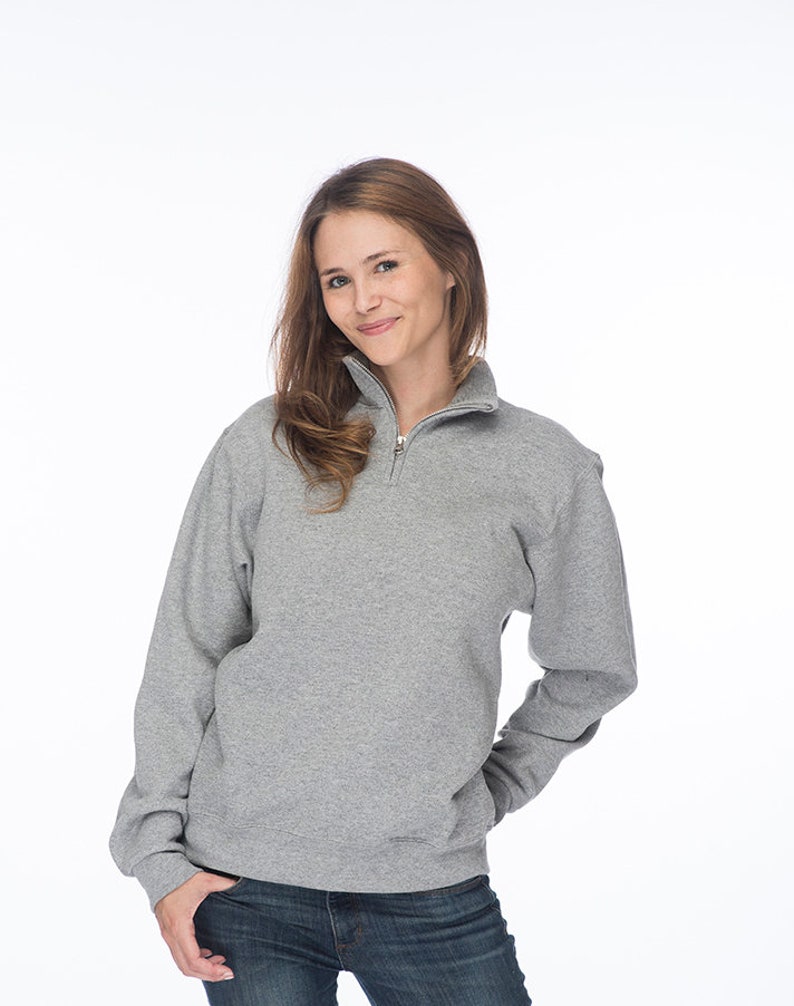 Alpha Sigma Tau Quarter Zip Pullover Sweatshirt - Cadet Collar, Embroidered Greek Letters, Sizes S-3XL