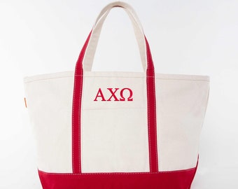 Alpha Chi Omega Sorority Canvas Tote: AXO Large Cotton Bag