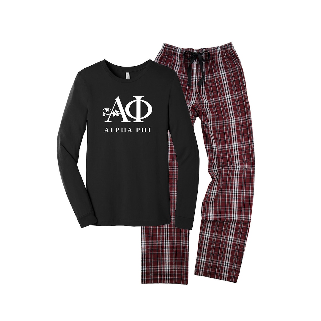 Alpha Phi Flannel Pajama Set: Sorority Plaid Pjs - Etsy