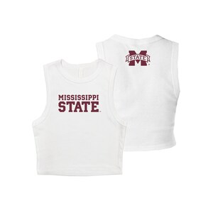 Mississippi State University Cropped Tank Top: Micro Rib Muscle Shirt