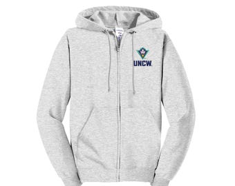 UNCW LOGO Embroidered Full Zip Hoodie, Seahawks Gear