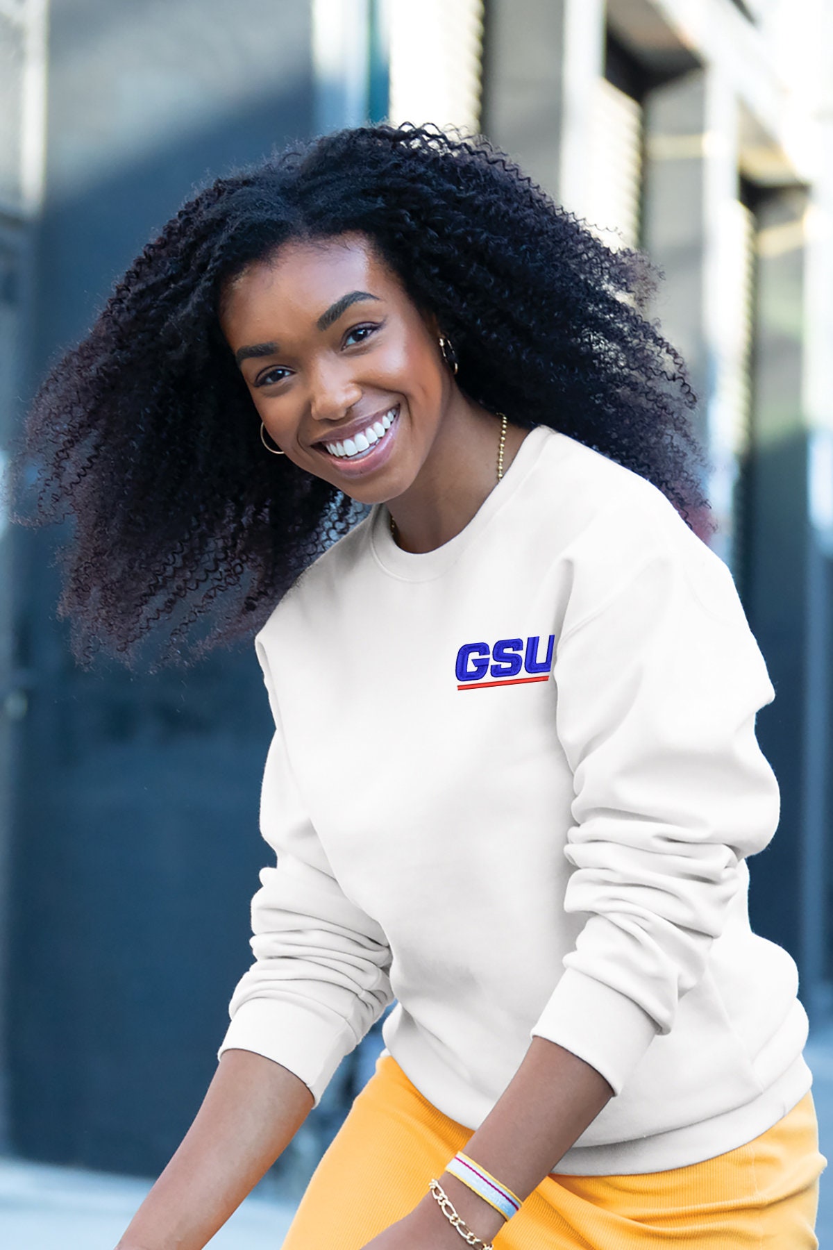 Embroidered Georgia State University Crewneck Sweatshirt: GSU 