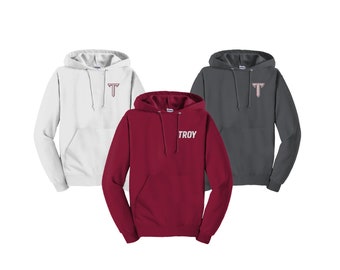Troy University Embroidered Hoodie: Trojans Spirit Wear