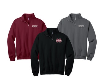 Mississippi State Quarter Zip Sweatshirt: Embroidered College Pullover