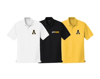 Appalacian State University,  Performance Polo embroidered with choice of Appalacian State Mountaineers Logo, APPSTATE Dry Fit Polo