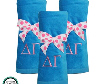 Delta Gamma, Beach Towel with Polka Dot Bow, Dee Gee Cotton Pool and Spa towel, Sorority Letter Beach Towel, spring break gift