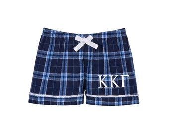 Kappa Kappa Gamma, Flannel Boxer Shorts, KKG Sorority Sleepwear Loungewear Boxers Sleep Bottoms, Big Sis Reveal Gift, Rush Bid Day Gift idea