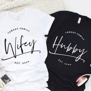 Wifey Hubby Last Name & EST. Year Personalized, Honeymoon shirts, Couples Shirts, Honeymoon Shirt , ORIGINAL DESIGN