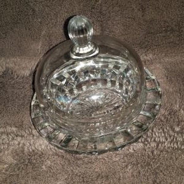 VINTAGE GLASS Butter Dish - Dome Covered Dish  Would make a nice Mother's Day Gift.