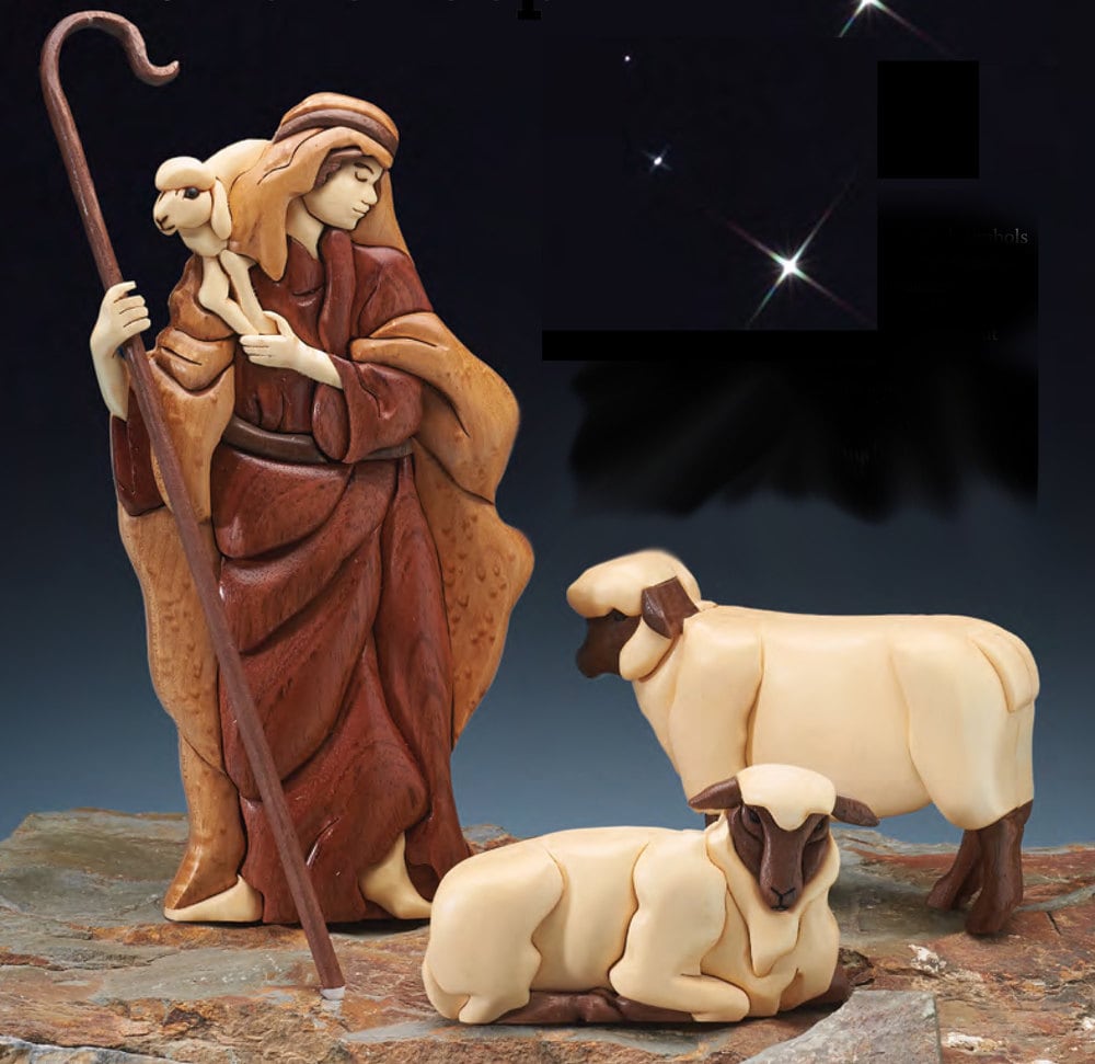 アンリ人形Shepherd lying with lambs nativity