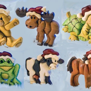 Santa Animal Ornament PDF Intarsia Download