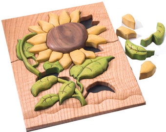 Sunflower Puzzle Intarsia PDF download pattern